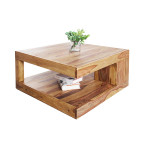 Table basse carrée originale en bois massif