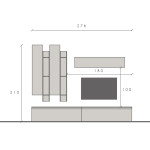 Composition TV contemporaine gris graphite et ardoise