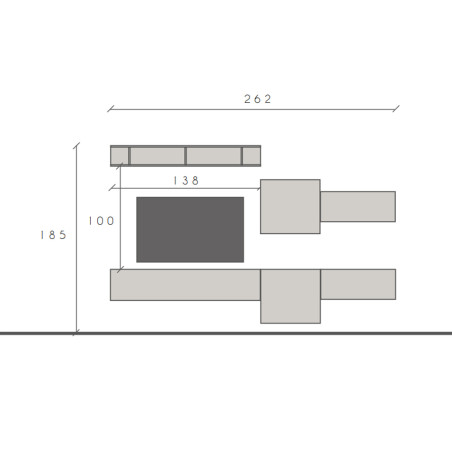 Ensemble TV mural blanc et bois 262 cm