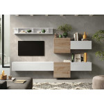 Ensemble TV mural blanc et bois 262 cm