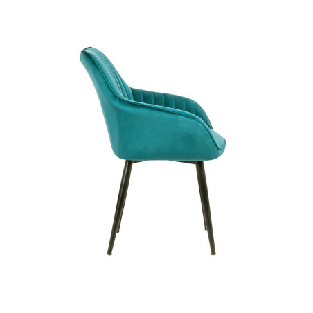 Chaises en velours turquoise avec accoudoir