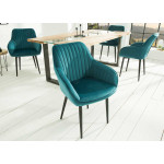 Chaises en velours turquoise avec accoudoir