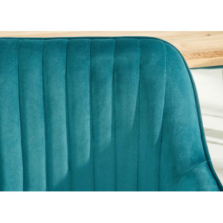 Chaises en velours turquoise avec accoudoir