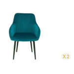 Chaises en velours turquoise avec accoudoir