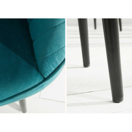 Chaises en velours turquoise avec accoudoir