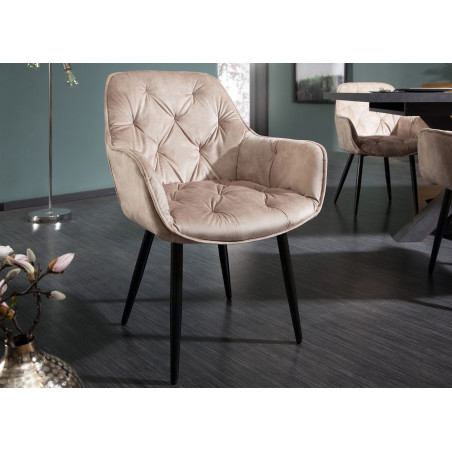 Chaises en velours champagne