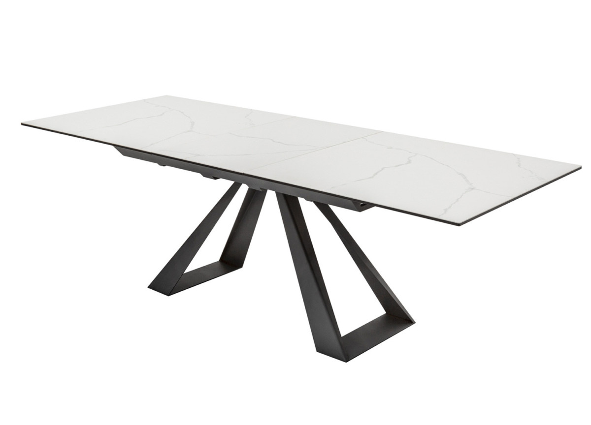 Table extensible en céramique couleur marbre blanc