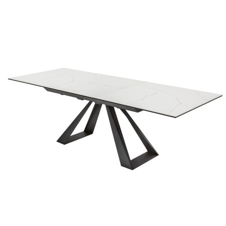 Table extensible en céramique couleur marbre blanc