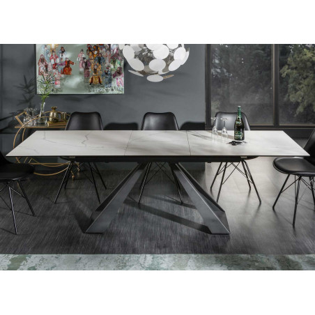 Table extensible en céramique couleur marbre blanc