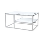 Table basse rectangulaire marbre blanc et noir