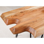 Table basse acacia et fer noir