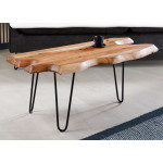 Table basse acacia et fer noir