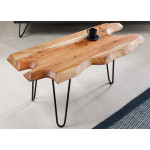 Table basse acacia et fer noir