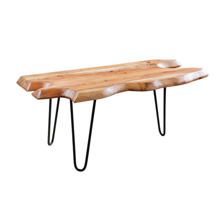 Table basse acacia et fer noir