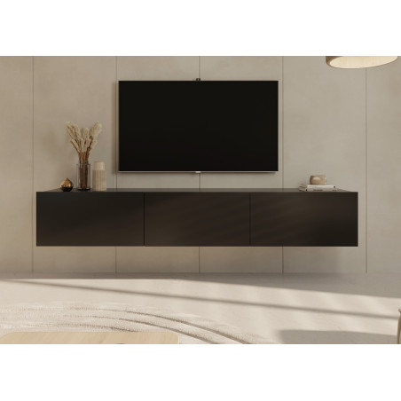 Meuble TV suspendu noir 180 cm