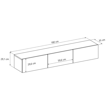 Meuble TV suspendu noir 180 cm