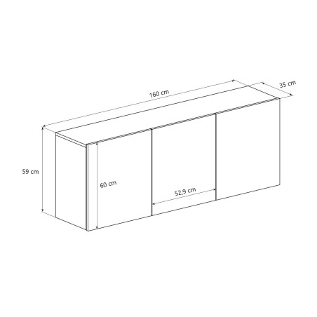 Buffet 3 portes suspendu bois hickory