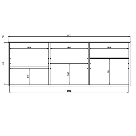 Buffet 3 portes suspendu bois hickory