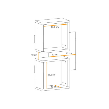 Meubles de couloir suspendus bois et noir