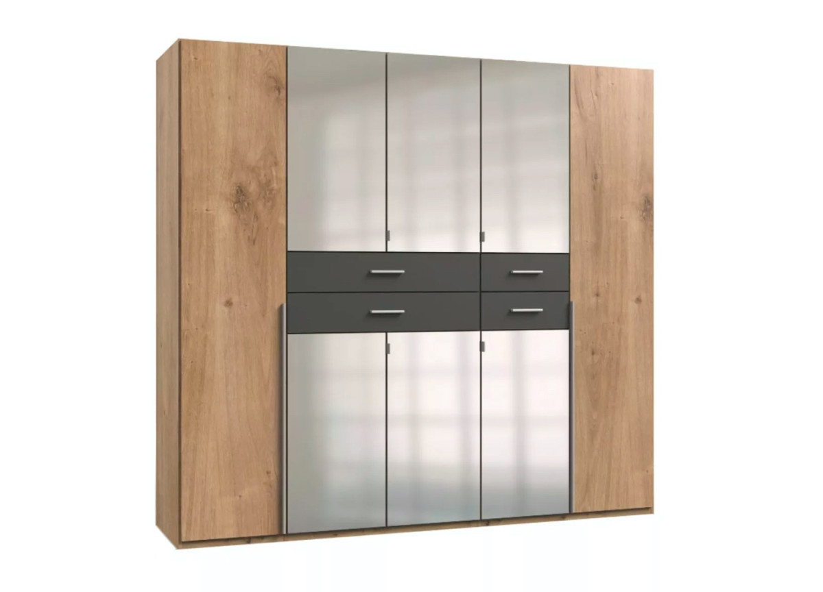 Armoire 225 cm avec miroirs et tiroirs