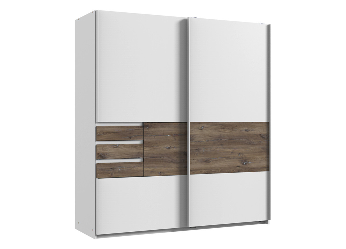 Armoire moderne 180 cm blanc et bois