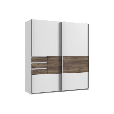 Armoire moderne 180 cm blanc et bois