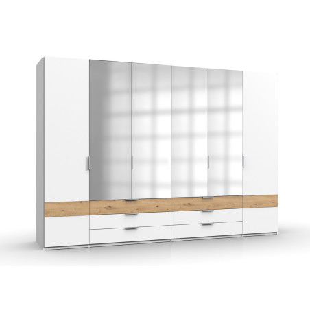 Armoire dressing blanc et bois avec 6 tiroirs