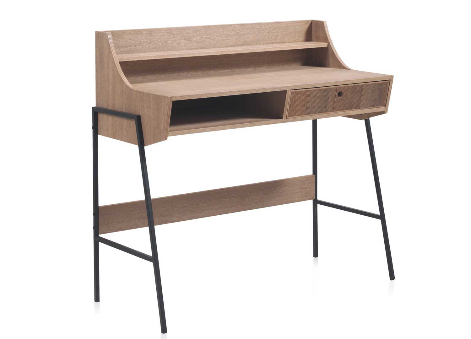Bureau avec étagère intégrée en bois clair touche rustique