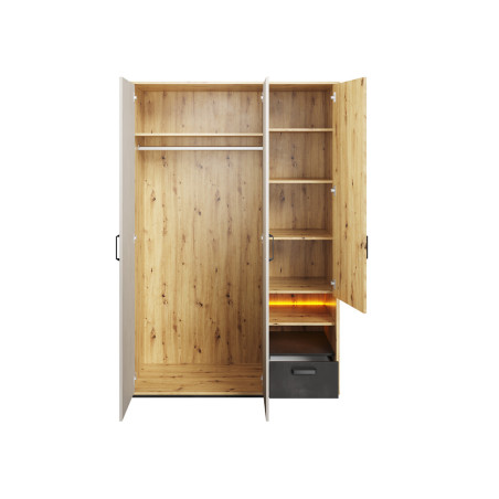 Armoire 130 cm chambre ado avec led