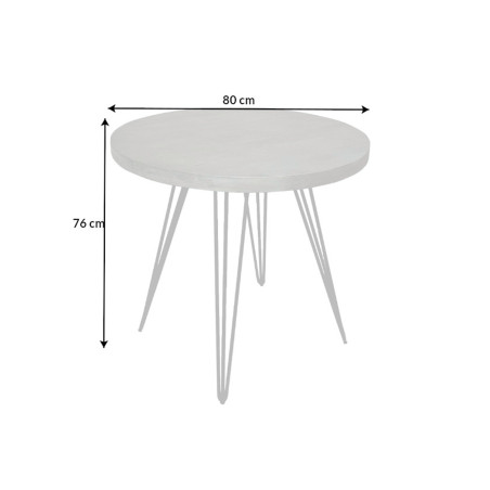 Table ronde en bois massif de manguier grisé