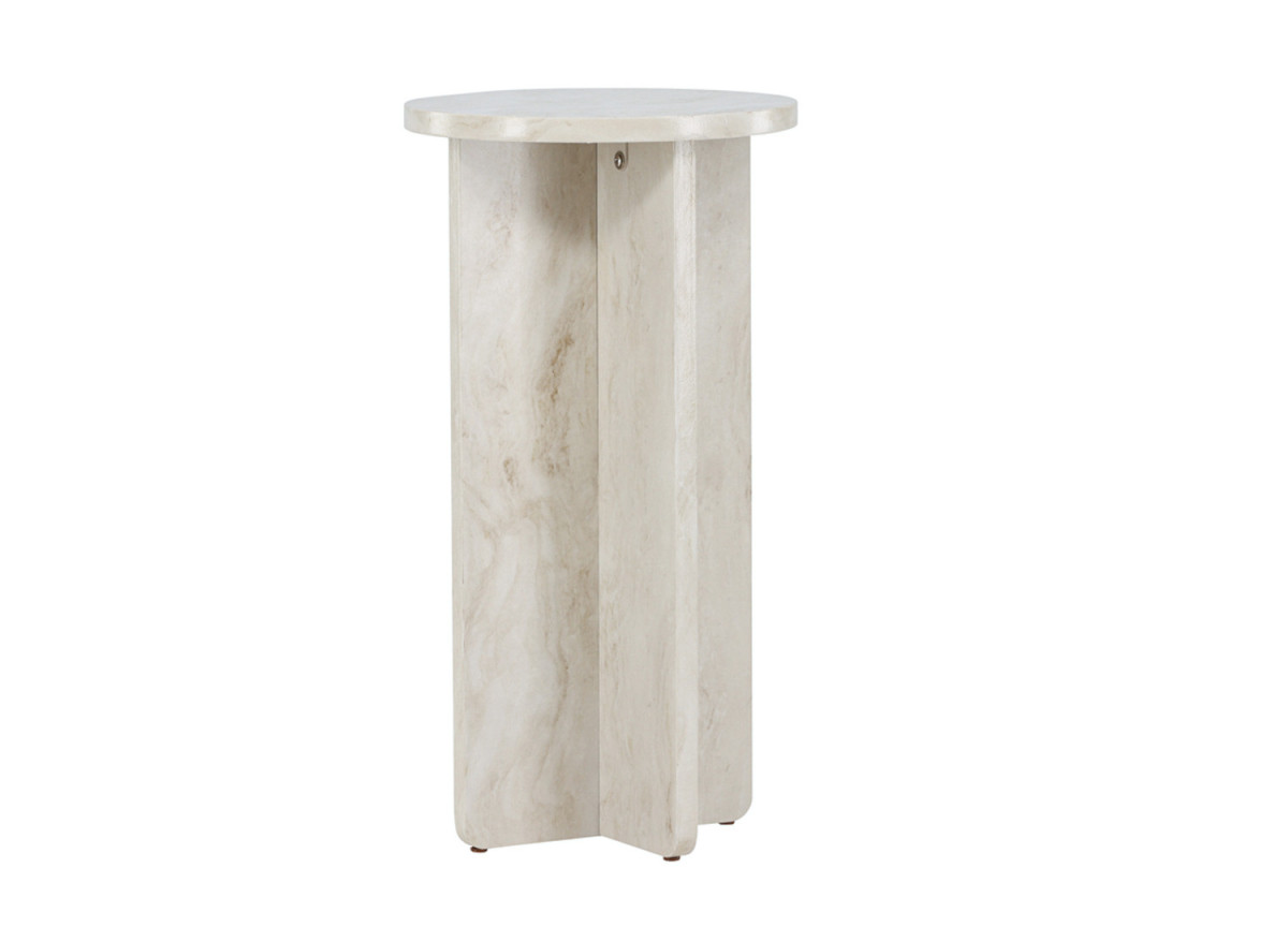 Bout de canapé marbré beige 40 cm