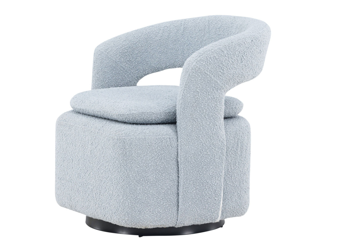 Fauteuil rotatif en tissu bouclé bleu clair