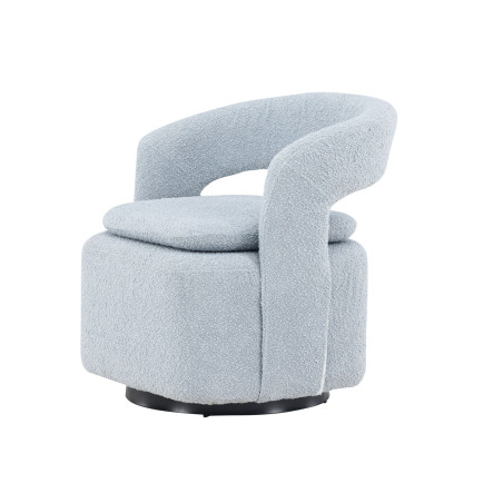 Fauteuil rotatif en tissu bouclé bleu clair