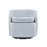 Fauteuil rotatif en tissu bouclé bleu clair