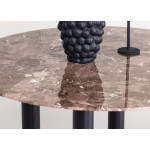 Table ronde en verre couleur marbre marron