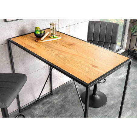 Table de bar 120 cm couleur bois et noir