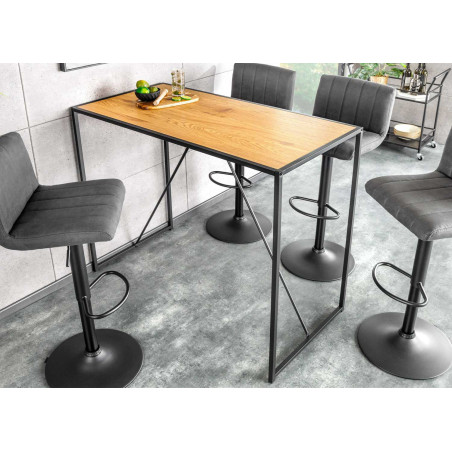 Table de bar 120 cm couleur bois et noir