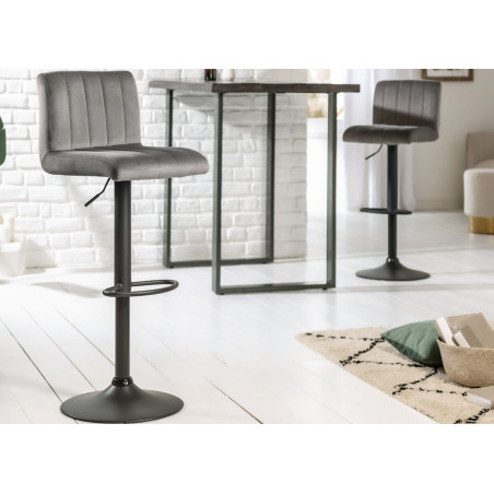 Tabourets de bar velours gris