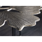 Table basse argentée feuille gingko