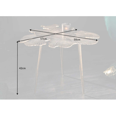 Table d'appoint dorée en forme de feuille