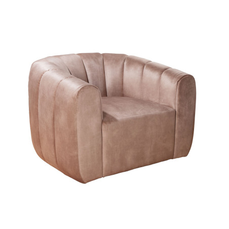 Fauteuil rotatif en velours champagne et grège