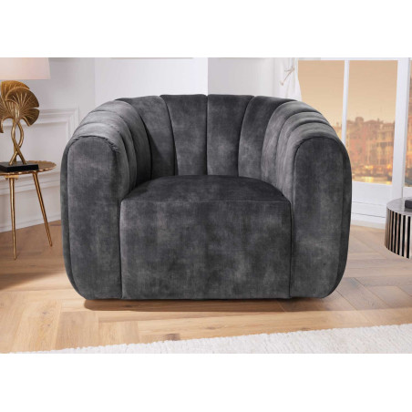 Fauteuil pivotant en velours gris