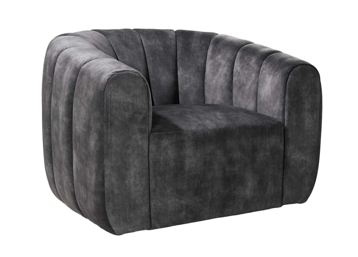 Fauteuil pivotant en velours gris