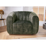 Fauteuil rotatif 360° en velours vert foncé