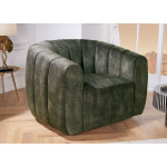 Fauteuil rotatif 360° en velours vert foncé