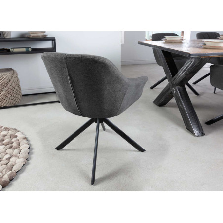 Fauteuils de table rotatifs tissu anthracite