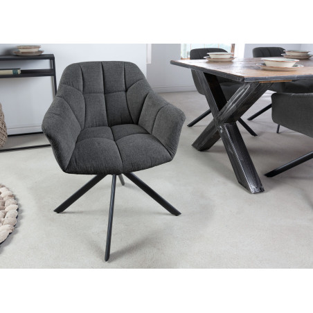 Fauteuils de table rotatifs tissu anthracite