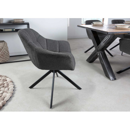 Fauteuils de table rotatifs tissu anthracite