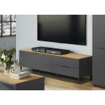 Banc TV graphite et couleur bois