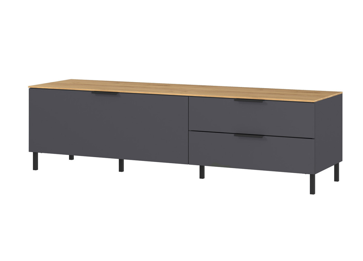 Banc TV graphite et couleur bois